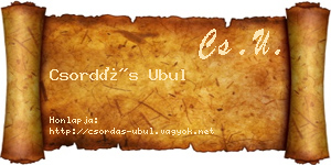 Csordás Ubul névjegykártya